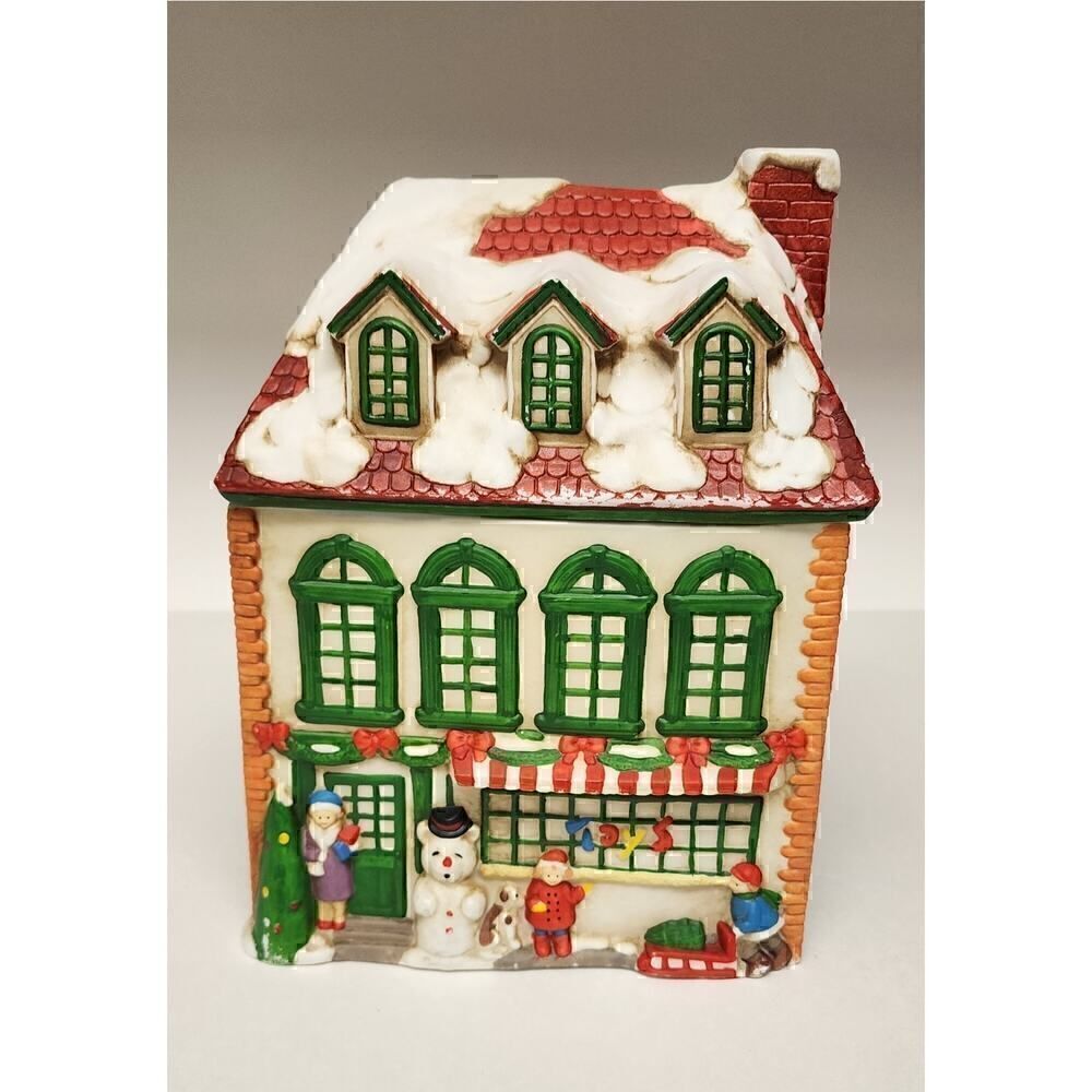 Winter Garland "Christmas Town" Vintage Cookie Jar Toy Shop Village
